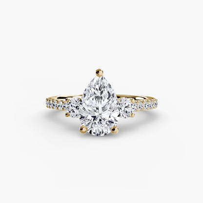 Three-Stone Ring with Pavé Band 5 - AYKA JEWELS