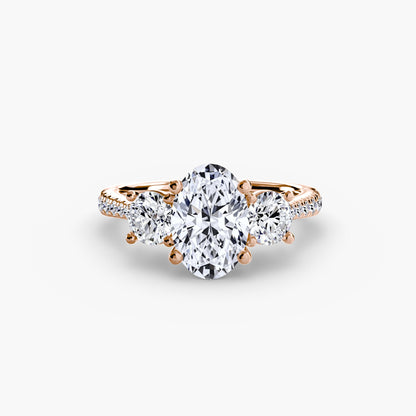 Three-Stone with Pavé Band - AYKA JEWELS