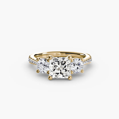 Three-Stone with Pavé Band - AYKA JEWELS