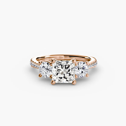 Three-Stone with Pavé Band - AYKA JEWELS