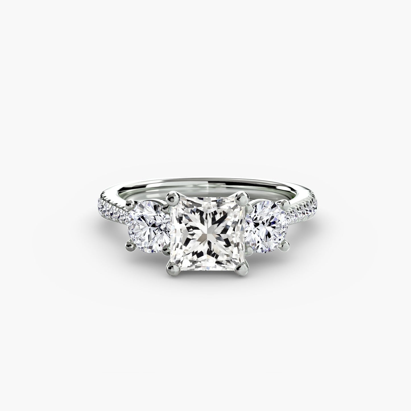 Three-Stone with Pavé Band - AYKA JEWELS
