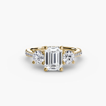 Three-Stone with Pavé Band - AYKA JEWELS