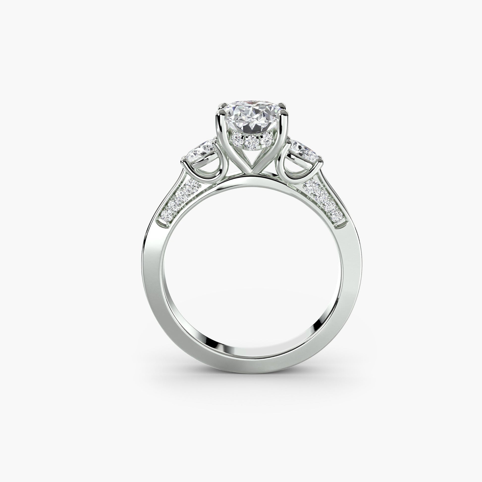 Three Stone with Pavé Shoulders - AYKA JEWELS