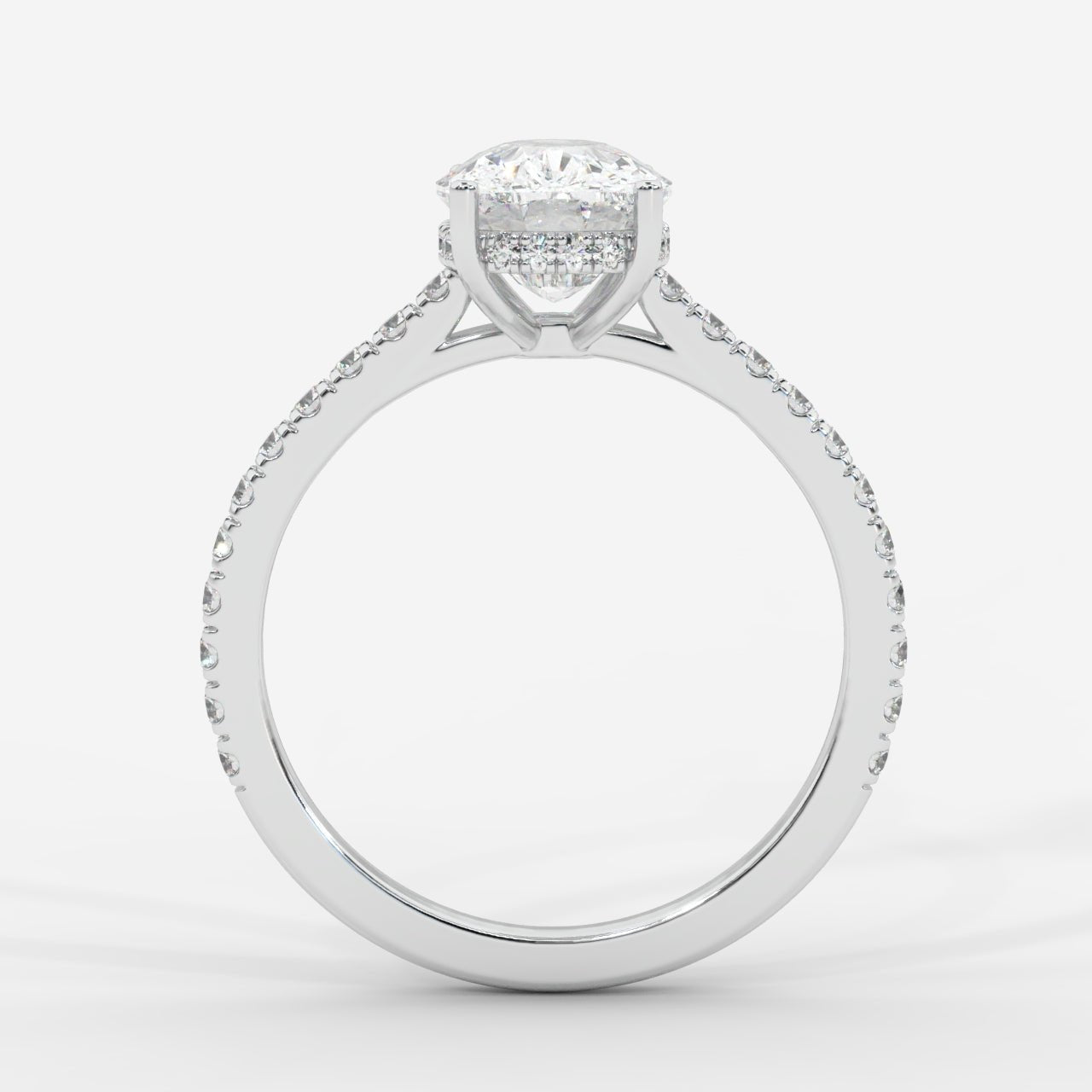 Vivienne Diamond Ring with Hidden Halo and Pavé Band - Cushion - AYKA JEWELS
