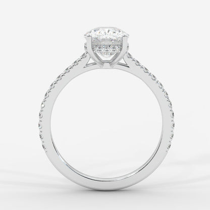 Vivienne Diamond Ring with Hidden Halo and Pavé Band - Cushion - AYKA JEWELS