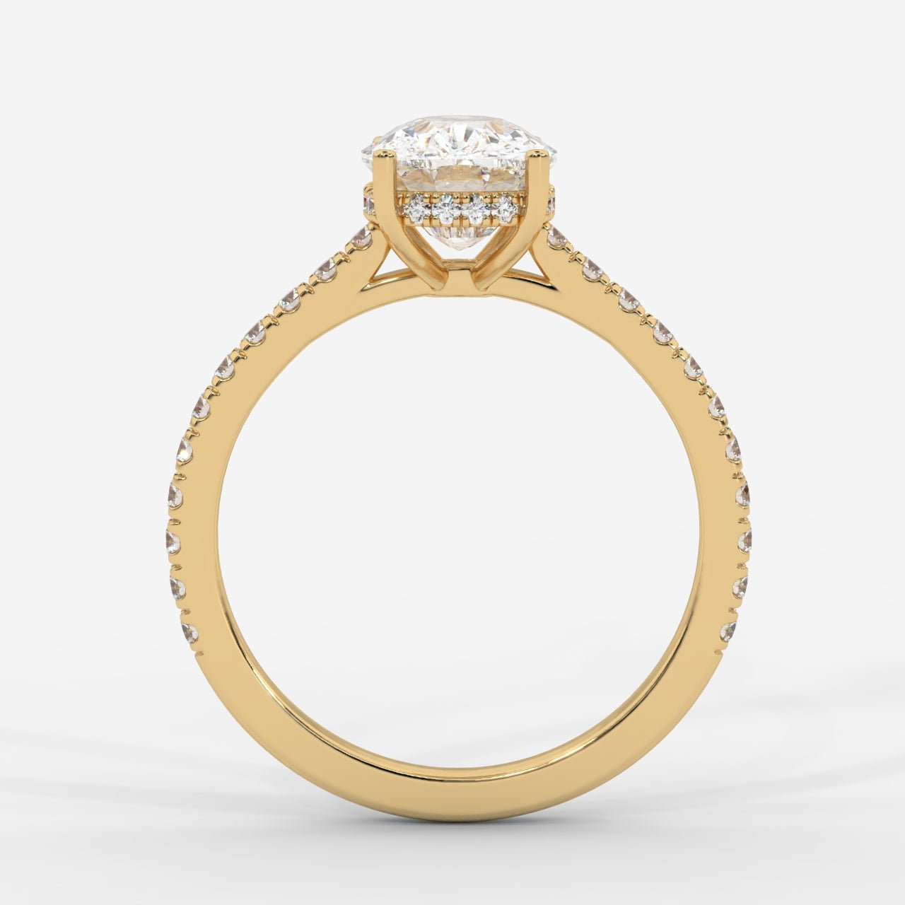 Vivienne Diamond Ring with Hidden Halo and Pavé Band - Cushion - AYKA JEWELS
