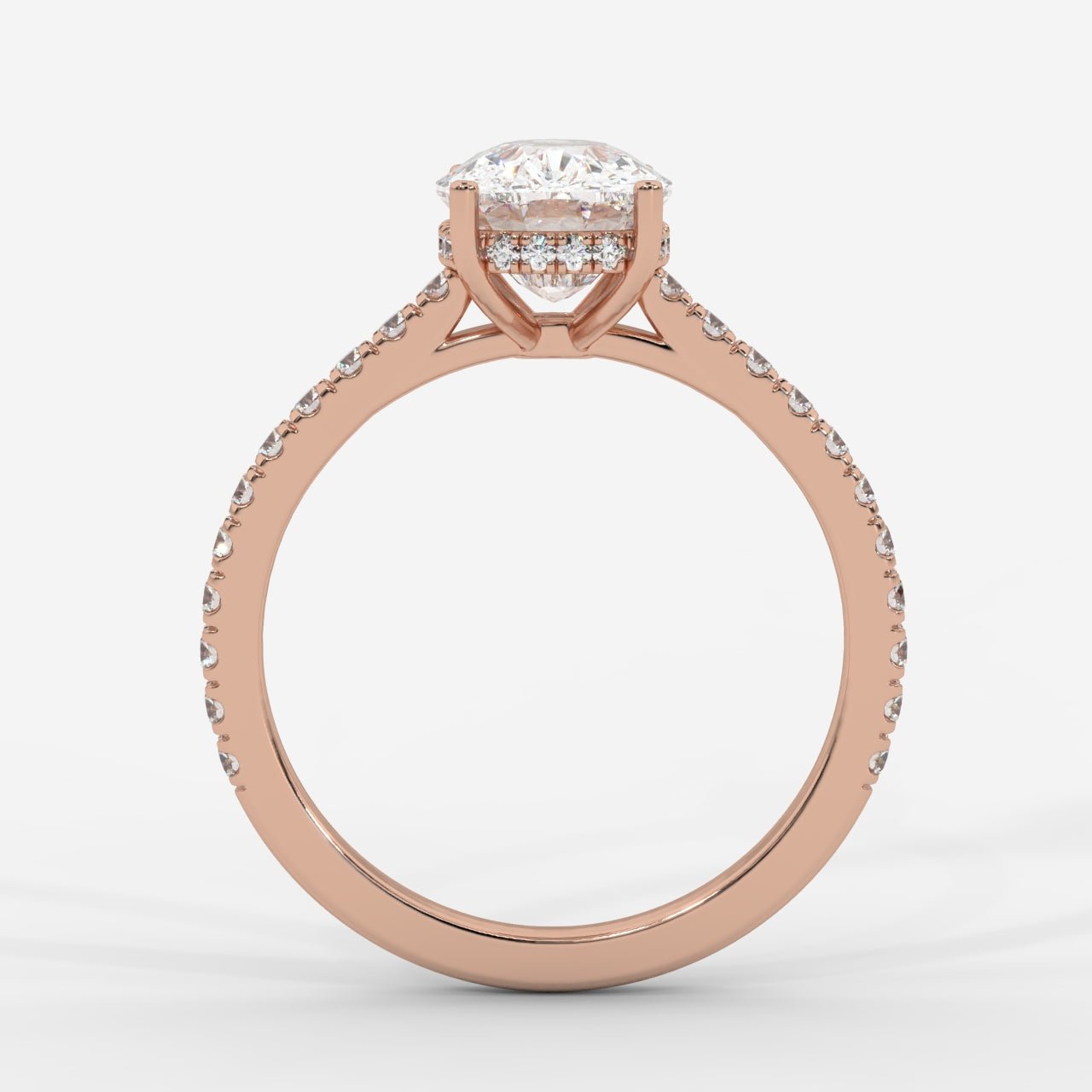 Vivienne Diamond Ring with Hidden Halo and Pavé Band - Cushion - AYKA JEWELS