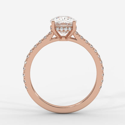 Vivienne Diamond Ring with Hidden Halo and Pavé Band - Cushion - AYKA JEWELS