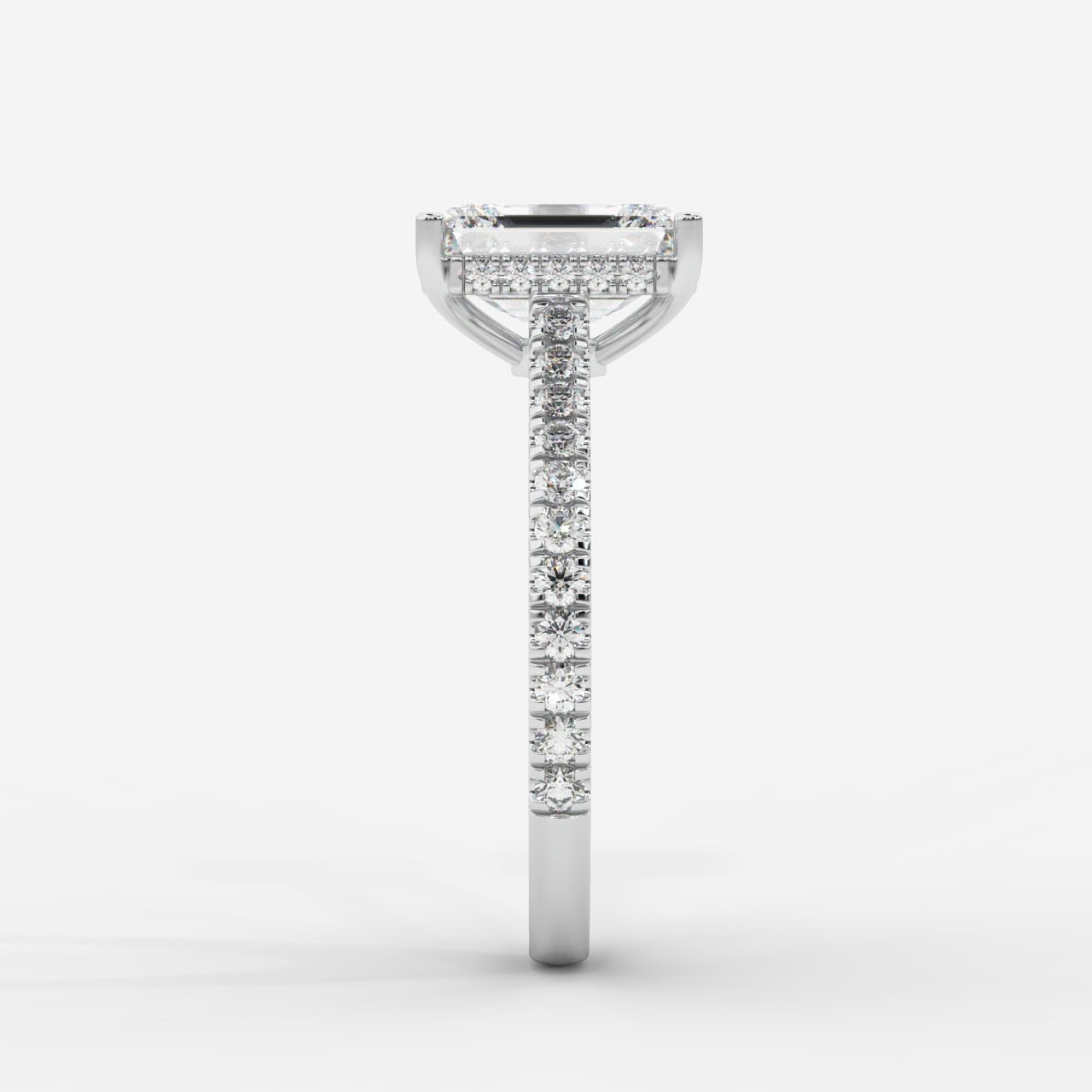 Vivienne Diamond Ring with Hidden Halo and Pavé Band - Emerald - AYKA JEWELS