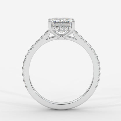 Vivienne Diamond Ring with Hidden Halo and Pavé Band - Emerald - AYKA JEWELS