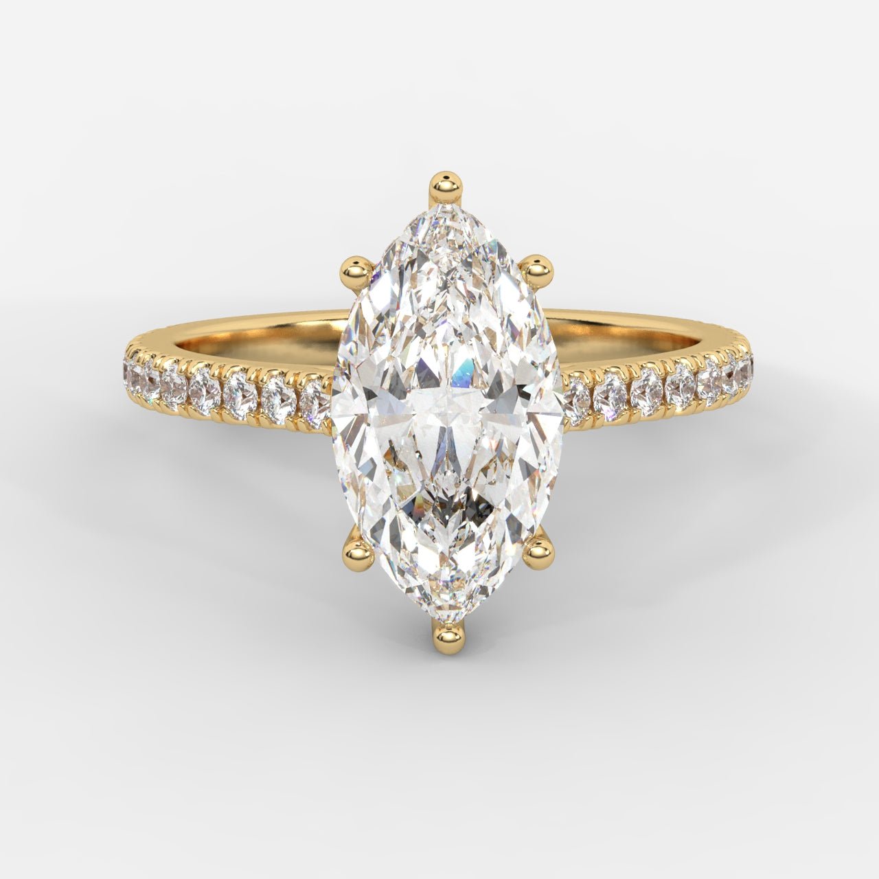 Vivienne Diamond Ring with Hidden Halo and Pavé Band - Marquise - AYKA JEWELS