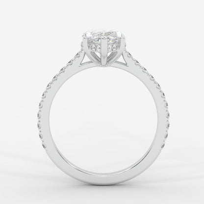Vivienne Diamond Ring with Hidden Halo and Pavé Band - Marquise - AYKA JEWELS