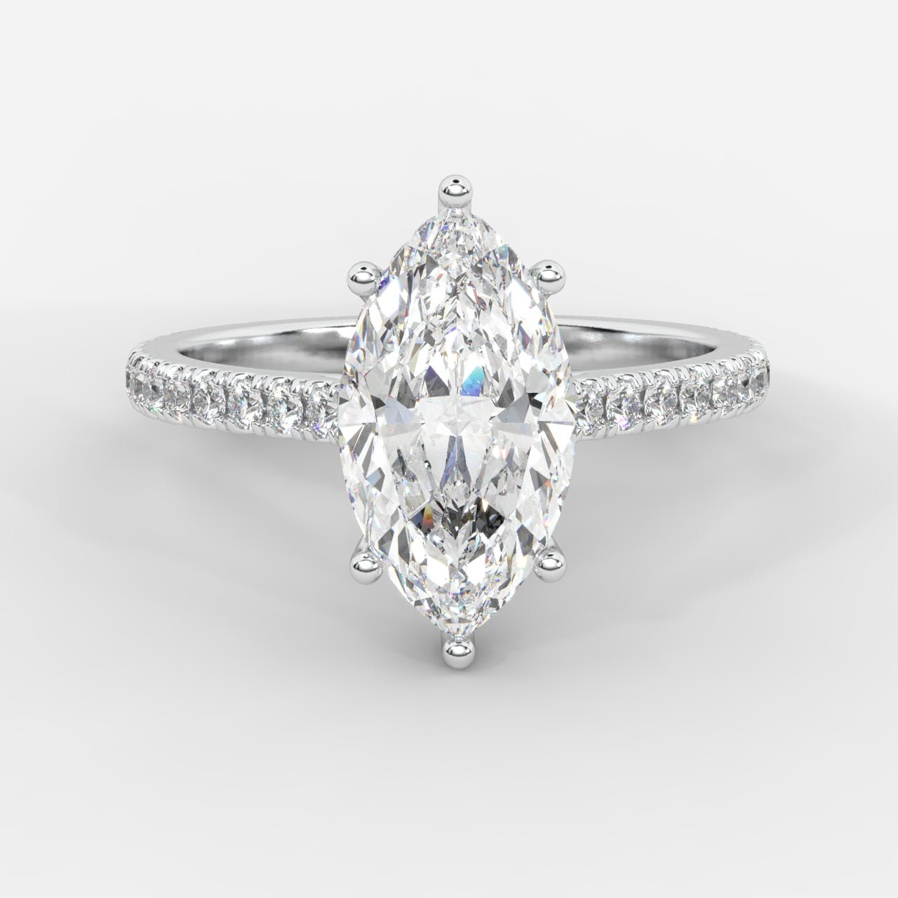 Vivienne Diamond Ring with Hidden Halo and Pavé Band - Marquise - AYKA JEWELS