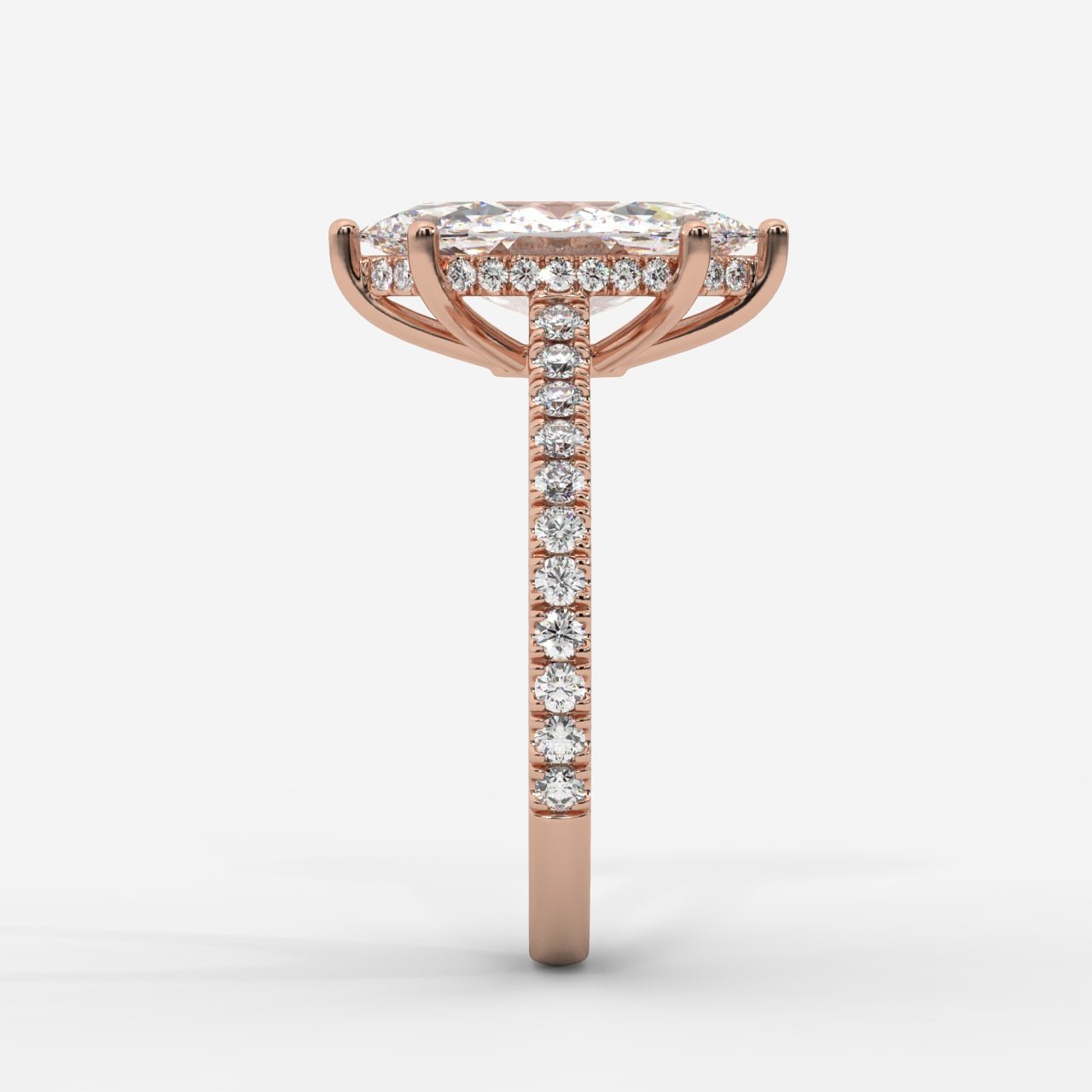Vivienne Diamond Ring with Hidden Halo and Pavé Band - Marquise - AYKA JEWELS