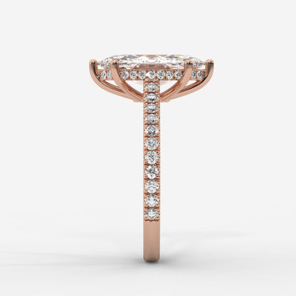 Vivienne Diamond Ring with Hidden Halo and Pavé Band - Marquise - AYKA JEWELS