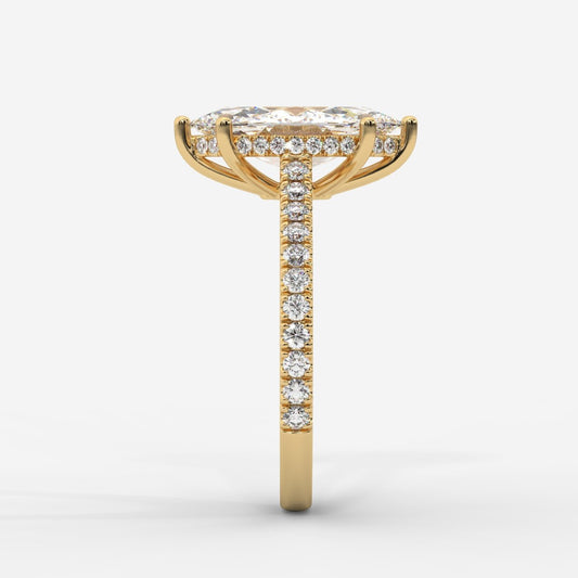 Vivienne Diamond Ring with Hidden Halo and Pavé Band - Marquise - AYKA JEWELS