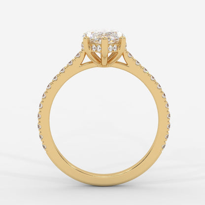 Vivienne Diamond Ring with Hidden Halo and Pavé Band - Marquise - AYKA JEWELS