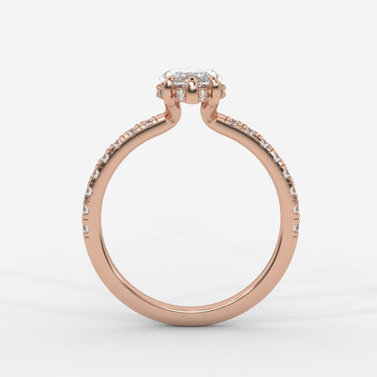 Vivienne Diamond Ring with Hidden Halo and Pavé Band - Marquise - AYKA JEWELS