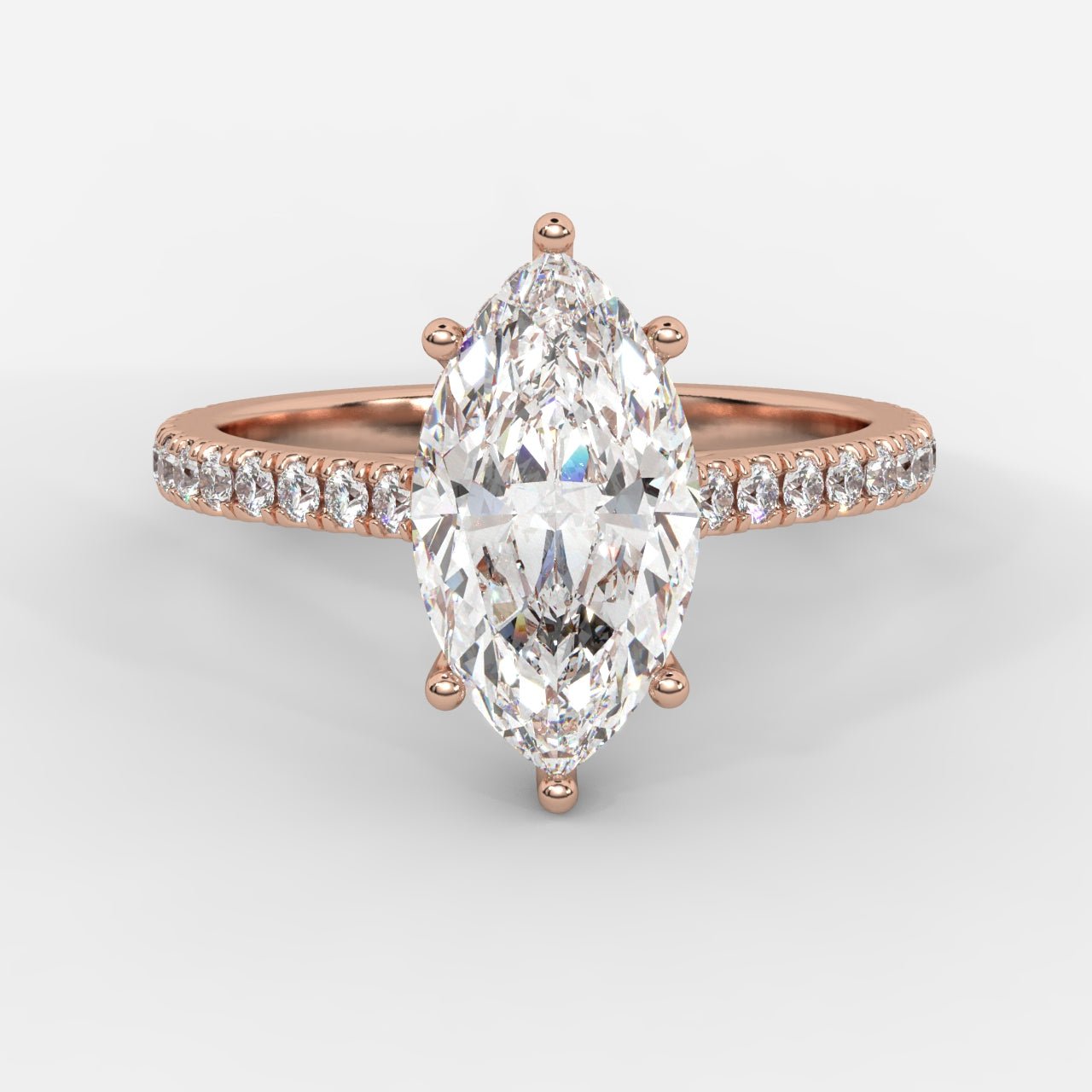 Vivienne Diamond Ring with Hidden Halo and Pavé Band - Marquise - AYKA JEWELS