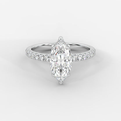 Vivienne Diamond Ring with Hidden Halo and Pavé Band - Marquise - AYKA JEWELS