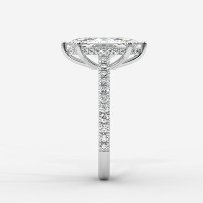 Vivienne Diamond Ring with Hidden Halo and Pavé Band - Marquise - AYKA JEWELS