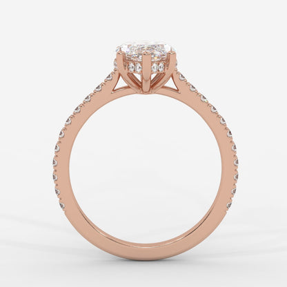 Vivienne Diamond Ring with Hidden Halo and Pavé Band - Marquise - AYKA JEWELS