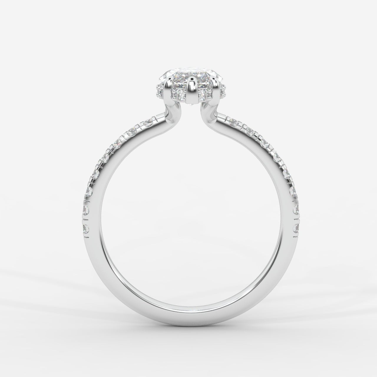 Vivienne Diamond Ring with Hidden Halo and Pavé Band - Marquise - AYKA JEWELS