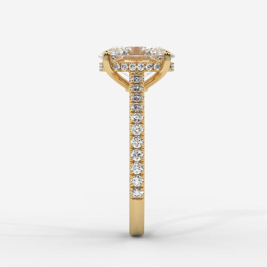Vivienne Diamond Ring with Hidden Halo and Pavé Band - Oval - AYKA JEWELS