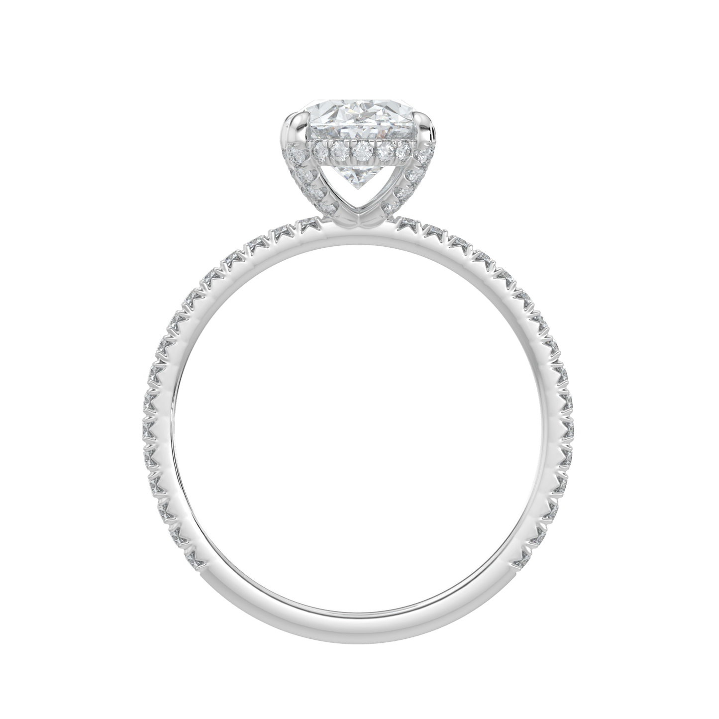 Vivienne Diamond Ring with Hidden Halo and Pavé Band - Oval - AYKA JEWELS