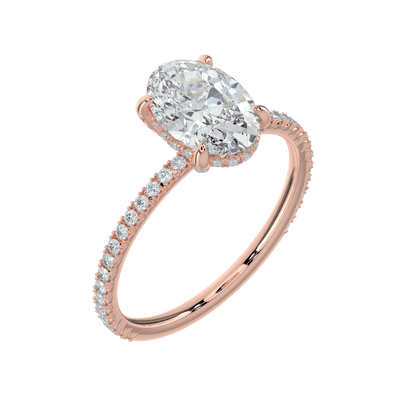Vivienne Diamond Ring with Hidden Halo and Pavé Band - Oval - AYKA JEWELS