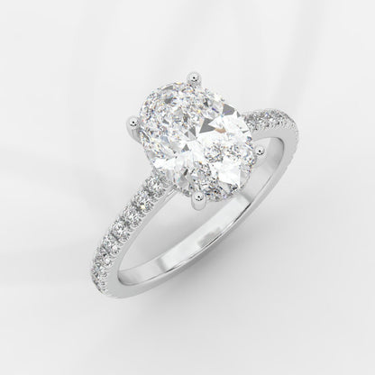 Vivienne Diamond Ring with Hidden Halo and Pavé Band - Oval - AYKA JEWELS