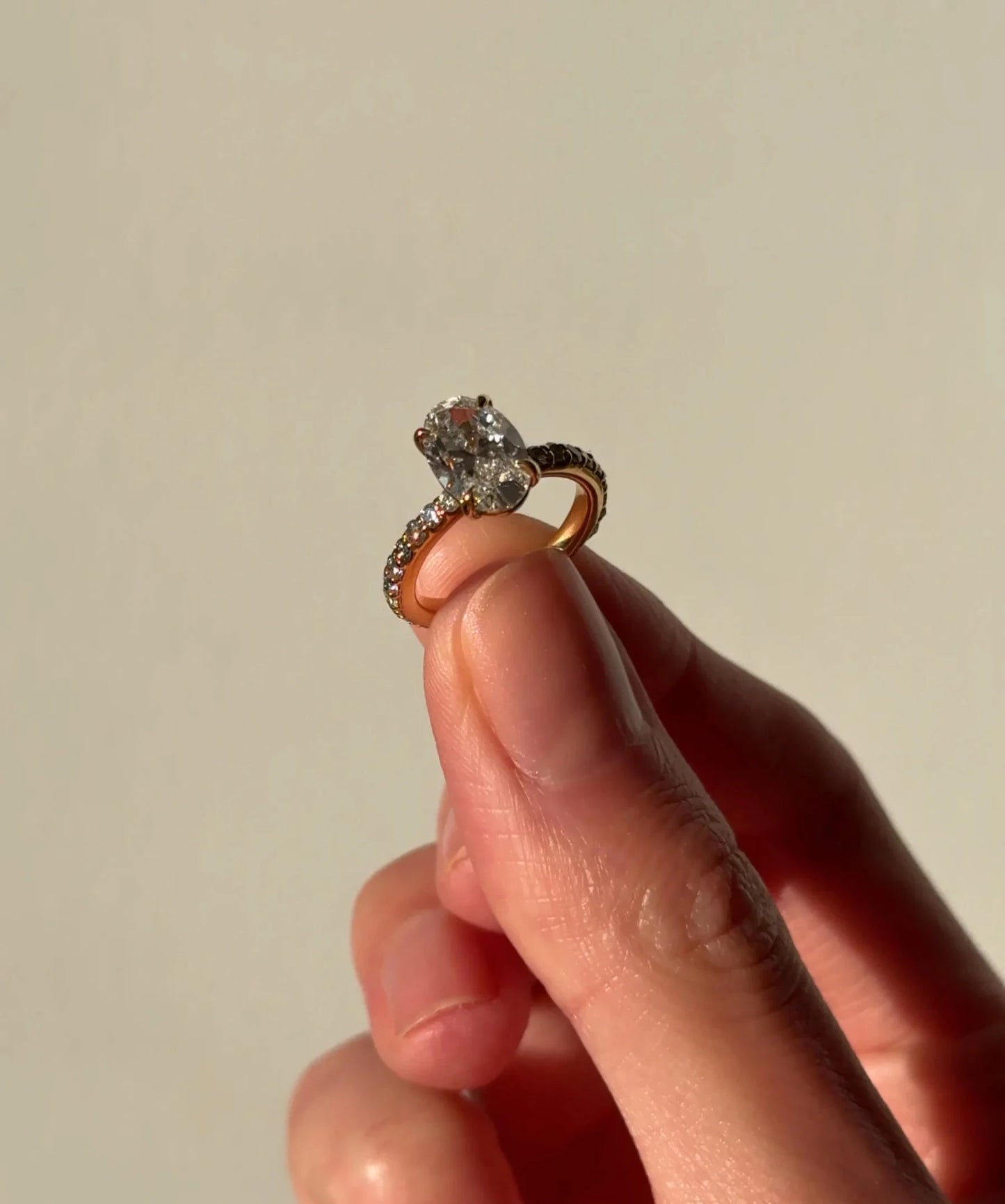 Vivienne Diamond Ring with Hidden Halo and Pavé Band - Oval - AYKA JEWELS