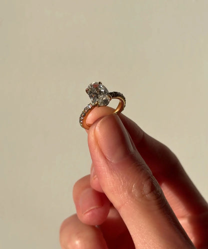 Vivienne Diamond Ring with Hidden Halo and Pavé Band - Oval - AYKA JEWELS