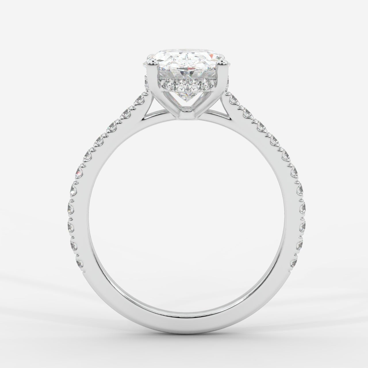 Vivienne Diamond Ring with Hidden Halo and Pavé Band - Oval - AYKA JEWELS