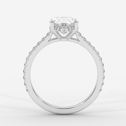 Vivienne Diamond Ring with Hidden Halo and Pavé Band - Oval - AYKA JEWELS