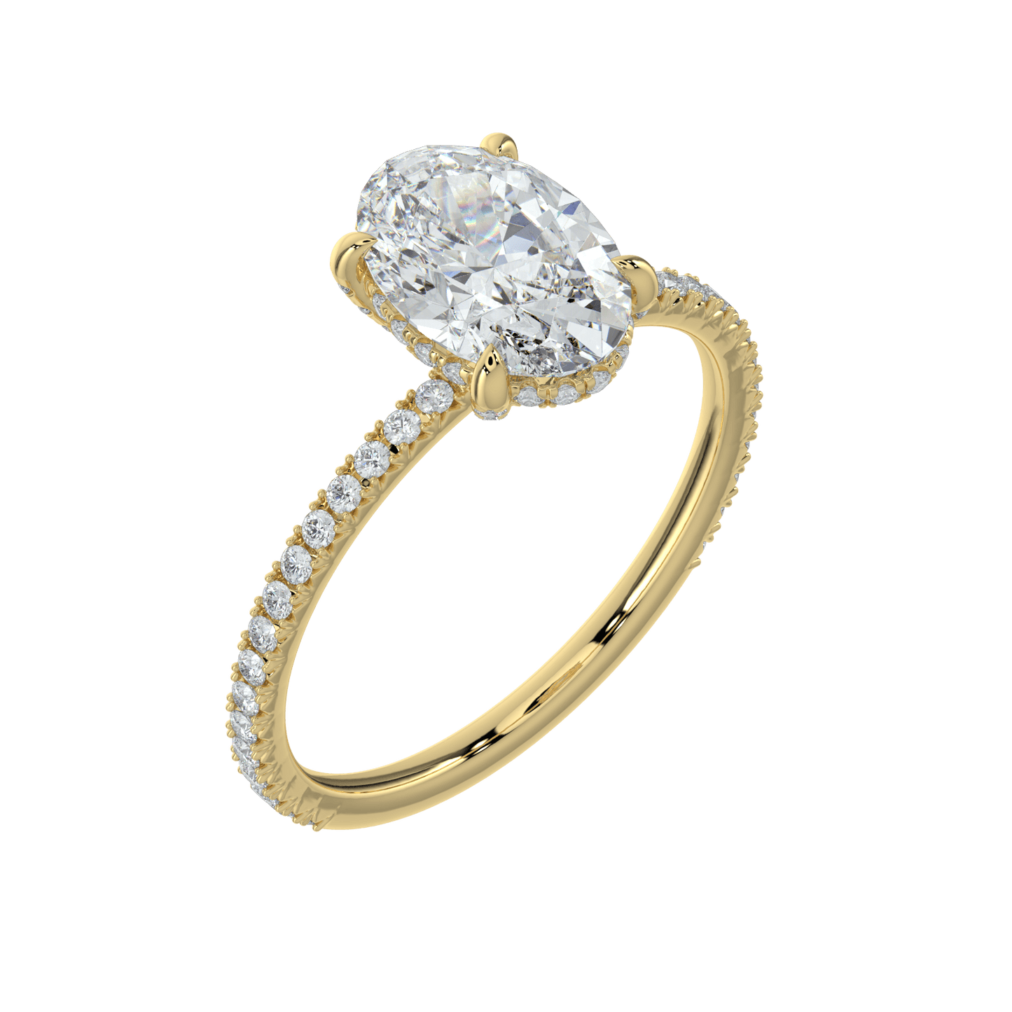 Vivienne Diamond Ring with Hidden Halo and Pavé Band - Oval - AYKA JEWELS