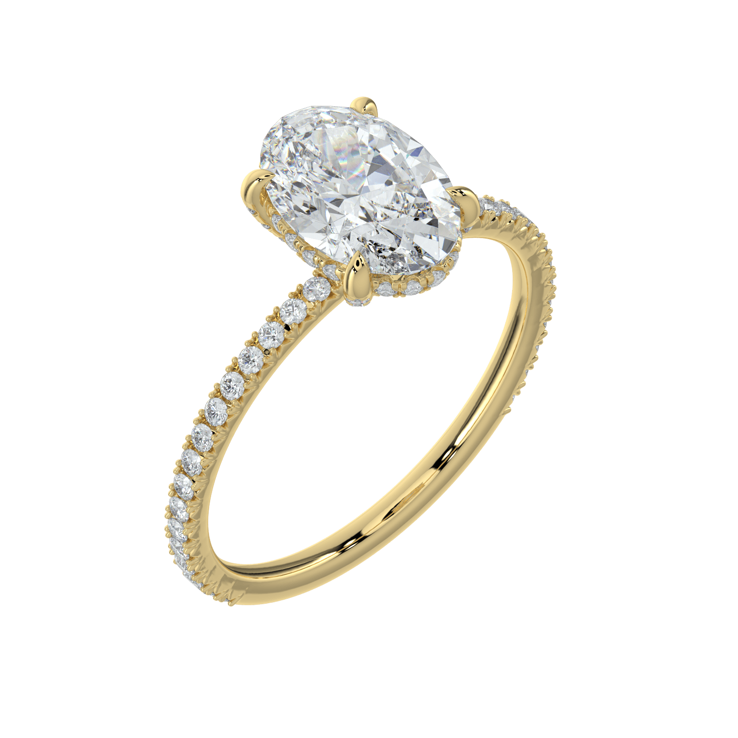 Vivienne Diamond Ring with Hidden Halo and Pavé Band - Oval - AYKA JEWELS