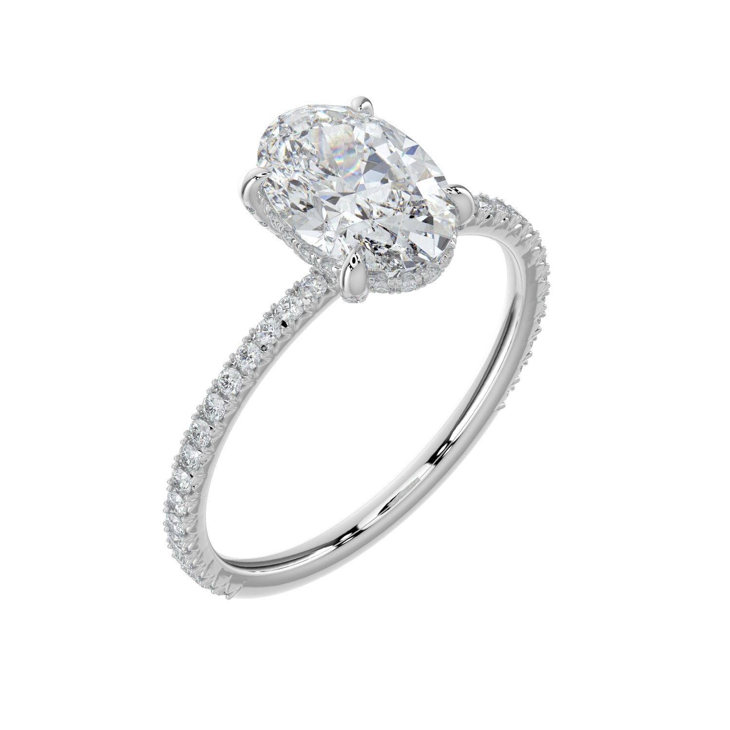 Vivienne Diamond Ring with Hidden Halo and Pavé Band - Oval - AYKA JEWELS