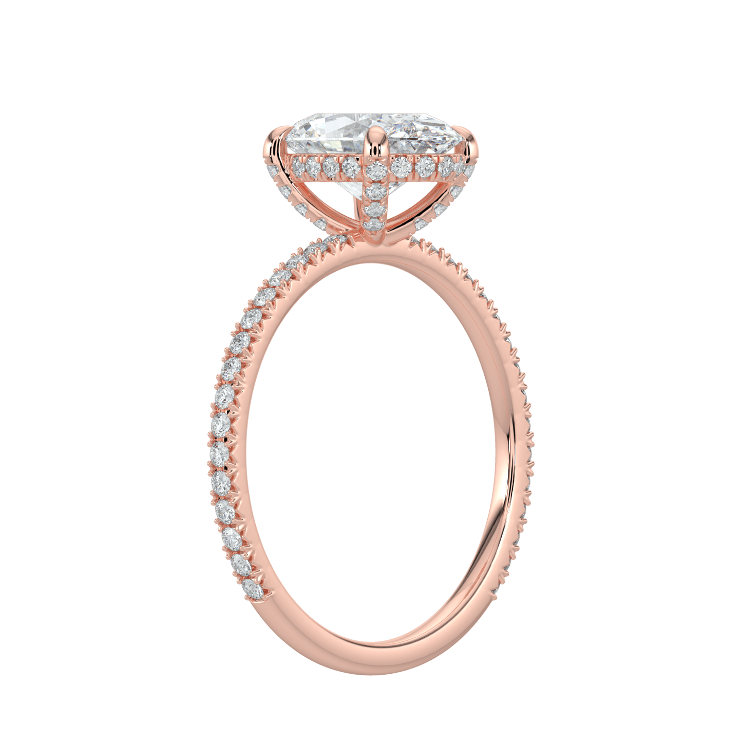 Vivienne Diamond Ring with Hidden Halo and Pavé Band - Oval - AYKA JEWELS