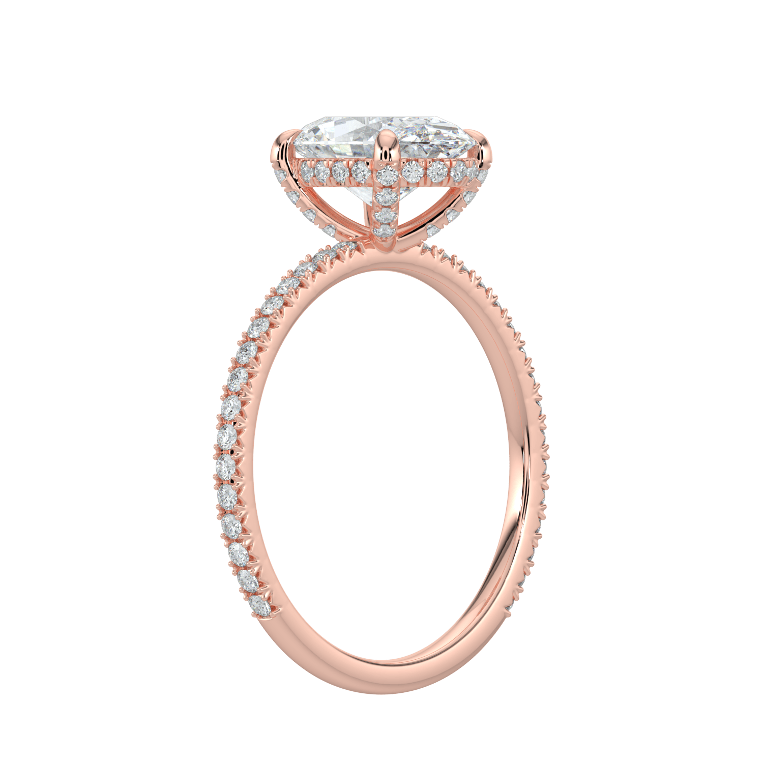 Vivienne Diamond Ring with Hidden Halo and Pavé Band - Oval - AYKA JEWELS