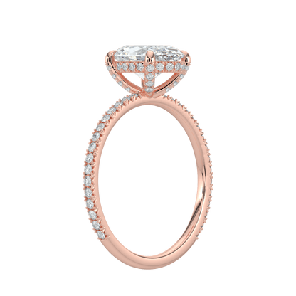 Vivienne Diamond Ring with Hidden Halo and Pavé Band - Oval - AYKA JEWELS