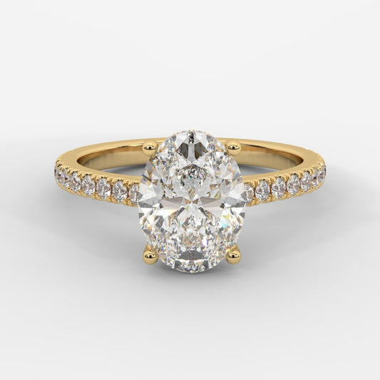 Vivienne Diamond Ring with Hidden Halo and Pavé Band - Oval - AYKA JEWELS
