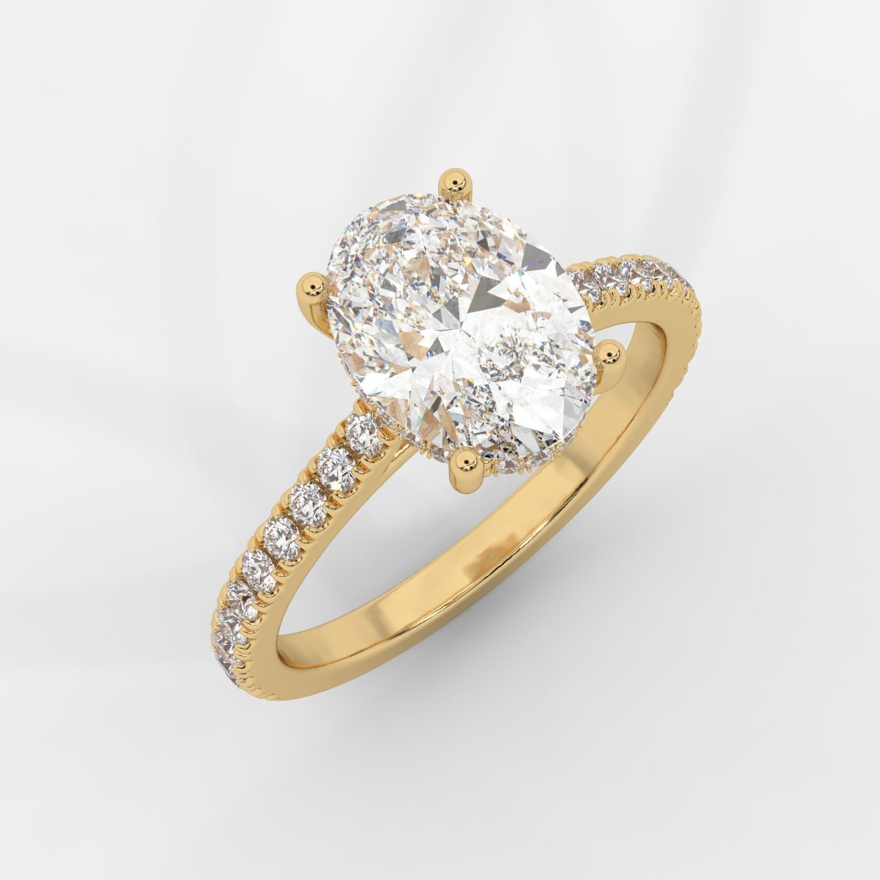 Vivienne Diamond Ring with Hidden Halo and Pavé Band - Oval - AYKA JEWELS