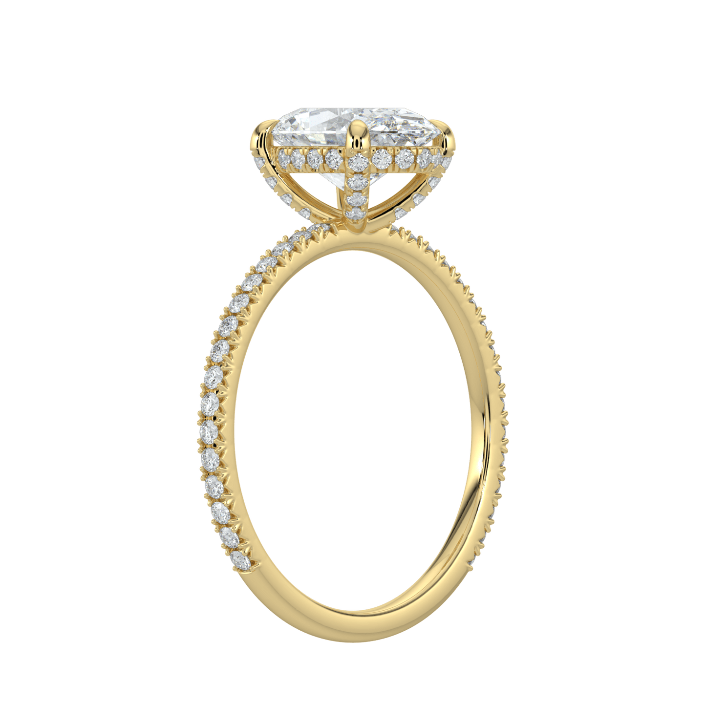 Vivienne Diamond Ring with Hidden Halo and Pavé Band - Oval - AYKA JEWELS
