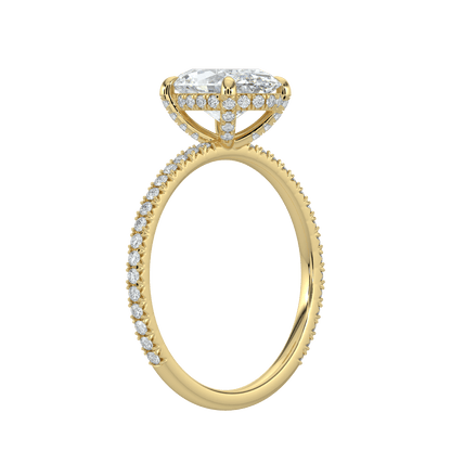 Vivienne Diamond Ring with Hidden Halo and Pavé Band - Oval - AYKA JEWELS