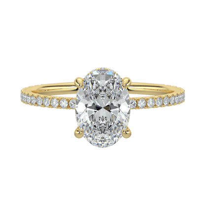 Vivienne Diamond Ring with Hidden Halo and Pavé Band - Oval - AYKA JEWELS