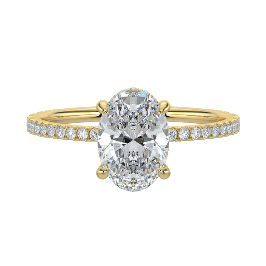 Vivienne Diamond Ring with Hidden Halo and Pavé Band - Oval - AYKA JEWELS