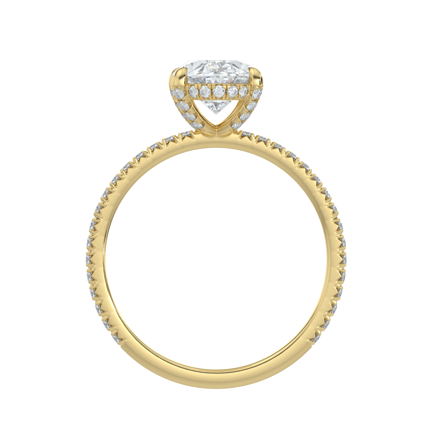 Vivienne Diamond Ring with Hidden Halo and Pavé Band - Oval - AYKA JEWELS