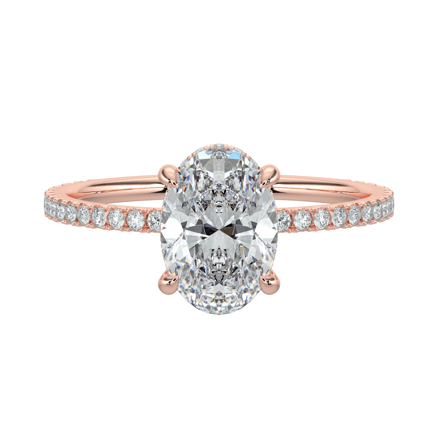 Vivienne Diamond Ring with Hidden Halo and Pavé Band - Oval - AYKA JEWELS
