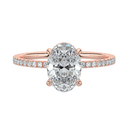 Vivienne Diamond Ring with Hidden Halo and Pavé Band - Oval - AYKA JEWELS